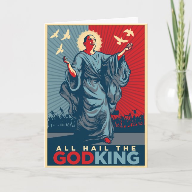 Obama God King Greeting Card (Front)