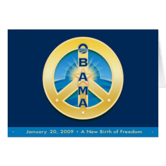 Obama GoldStar Peace, 1-20-09 Card, on Royal Blue Cards