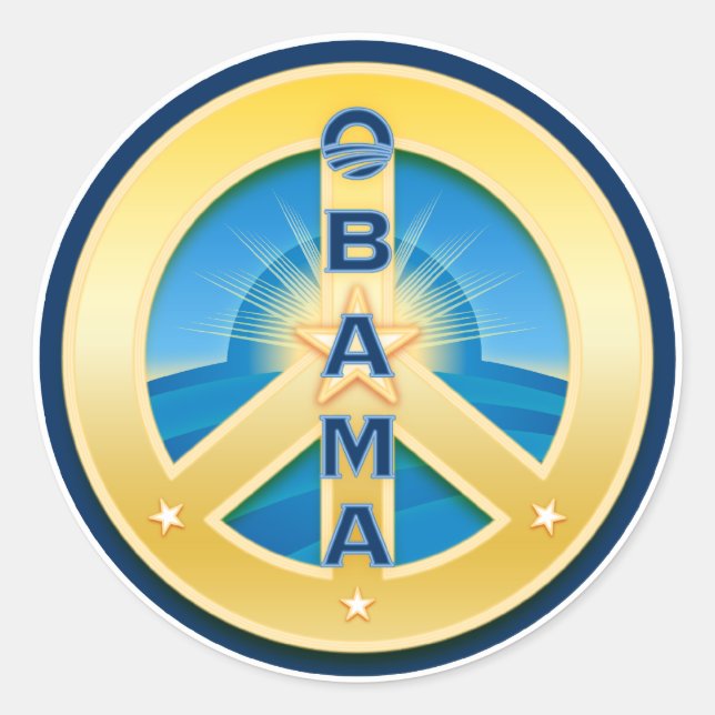 Obama GoldStar Peace Stickers, on white Classic Round Sticker (Front)