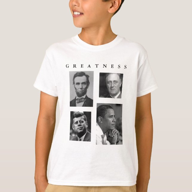 Obama GREATNESS Lincoln FDR JFK Obama - KIDS T-Shirt (Front)