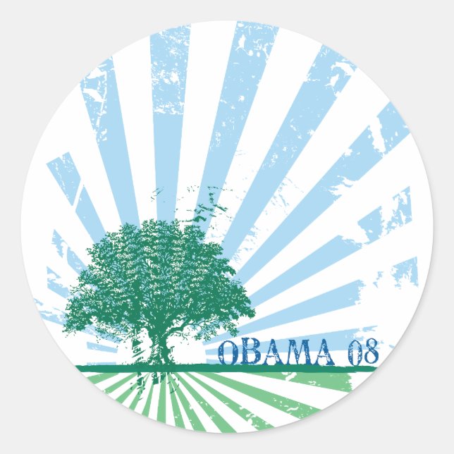 Obama Green Classic Round Sticker (Front)
