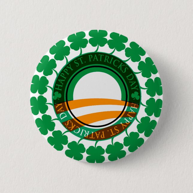 Obama Happy St Patricks Day Pinback Button (Front)