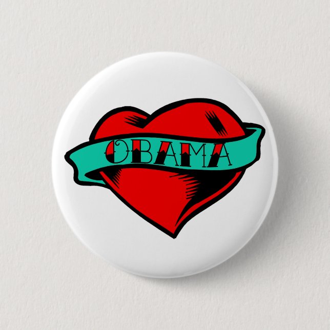 Obama Heart Tattoo Button (Front)