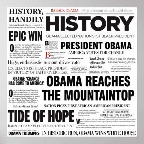 Obama Historic Headline Collage Poster