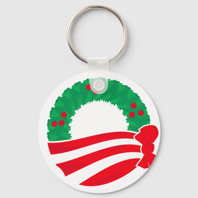 Obama Holiday Wreath Keychain (Front)