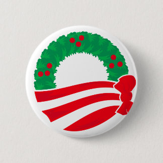 Obama Holiday Wreath Pinback Button