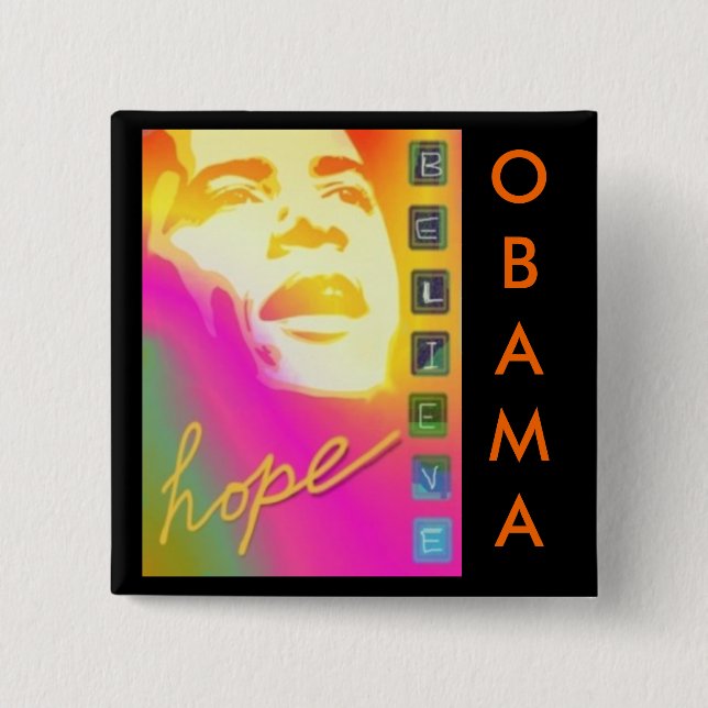 Obama hope believe Button (Front)