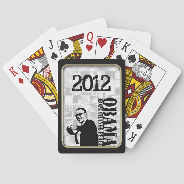 Obama Hope Change Peace  Black Frame Play Poker Cards (Back)