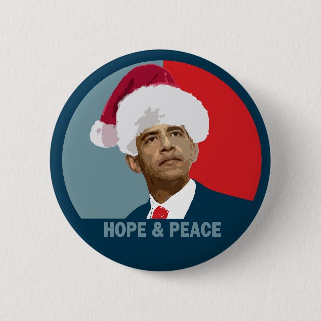 Obama Hope & Peace Pinback Button (Front)
