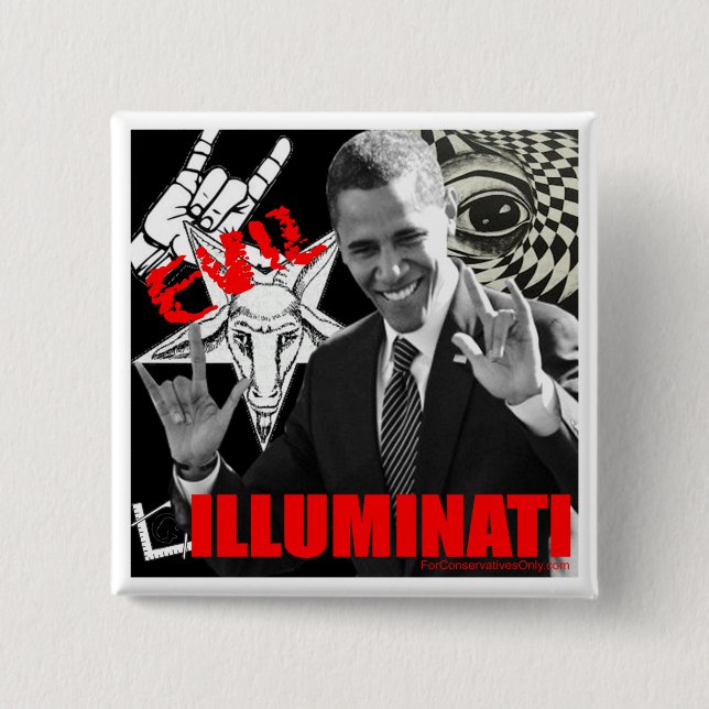 Obama - Illuminati Button (Front)