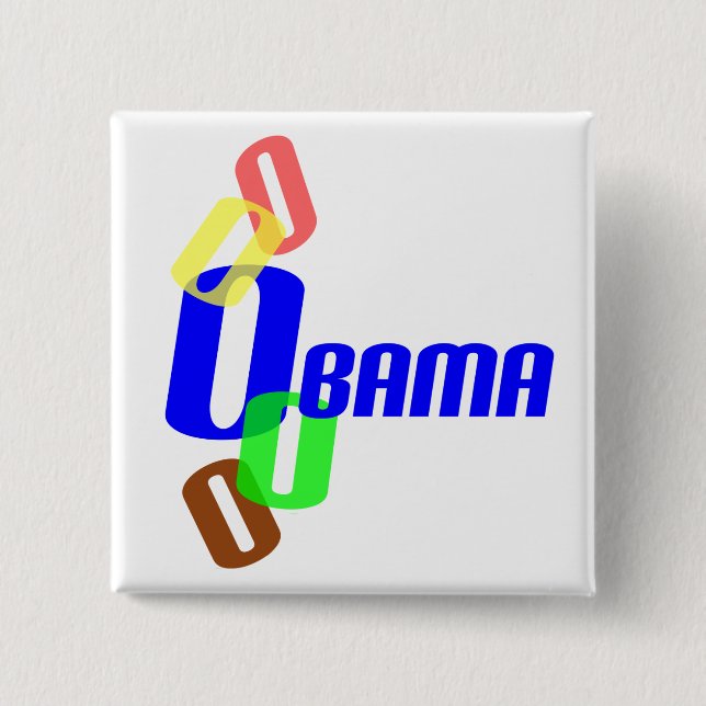Obama in overlapping O colors Button (Front)