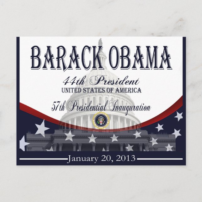 Obama Inauguration 2013 Commemorative Post Cards (Front)