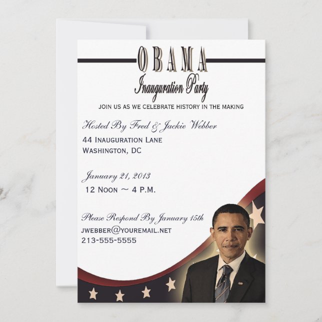 Obama Inauguration 2013 Party Invitation (Front)