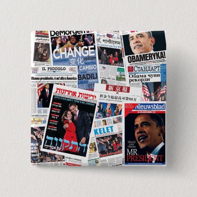 Obama International Headlines Button (Front)