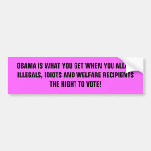 OBAMA IS WHAT YOU GET WHEN YOU ALLOW ILLEGALS, ... BUMPER STICKER
