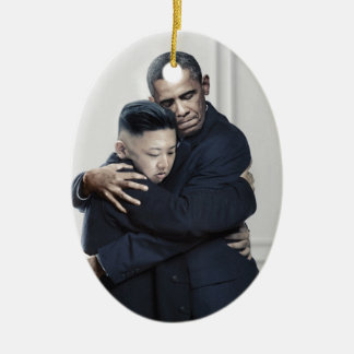 Obama Kim Jong Un North Korea Love Ceramic Ornament
