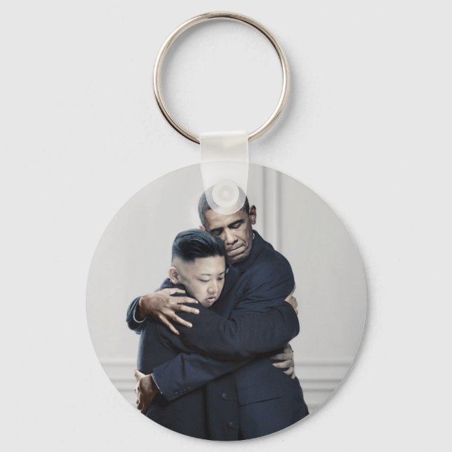 Obama Kim Jong Un North Korea Love Keychain (Front)
