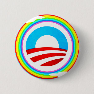 OBAMA LOGO AND RAINBOW CIRCLE BUTTON