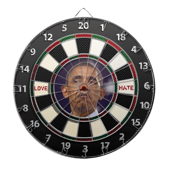 Obama LOVE or HATE Dartboard With Darts (Front)