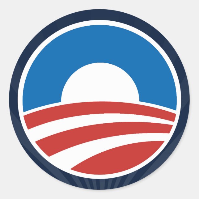 Obama-O Logo with Blue Classic Round Sticker (Front)