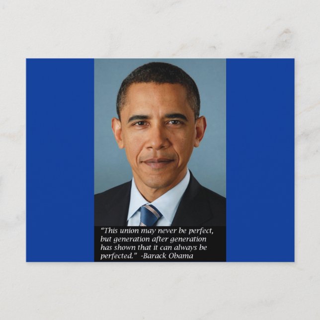 Obama on perfection of the Union Postcard (Front)
