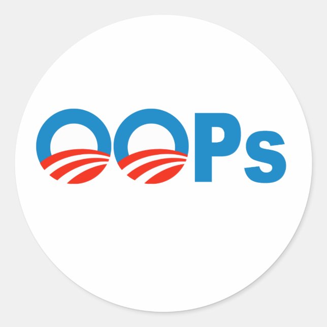 Obama oops classic round sticker (Front)