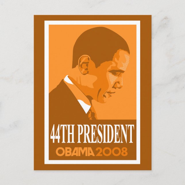 Obama Orange 44th President Postcard (Front)