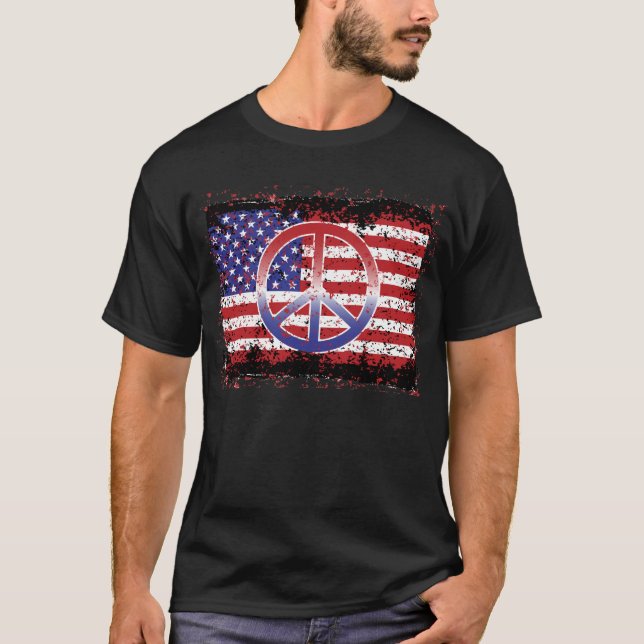 OBAMA Peace US Flag 91200 T-Shirt (Front)