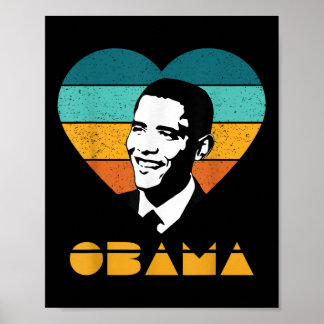 Obama Portrait Retro Vintage Heart  Poster