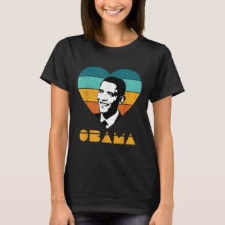 Obama Portrait Retro Vintage Heart  T-Shirt