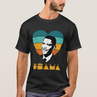 Obama Portrait Retro Vintage Heart  T-Shirt