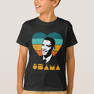 Obama Portrait Retro Vintage Heart  T-Shirt