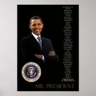 Obama Poster - list of all 44 presidents