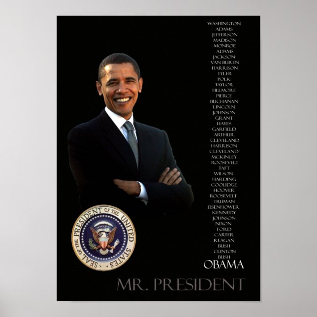 Obama Poster - list of all 44 presidents (Front)