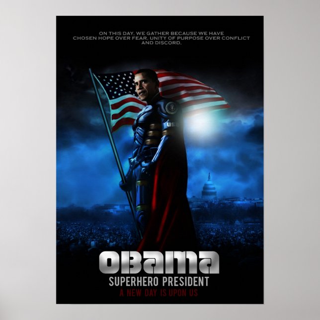 OBAMA POSTER Super Hero President (Front)