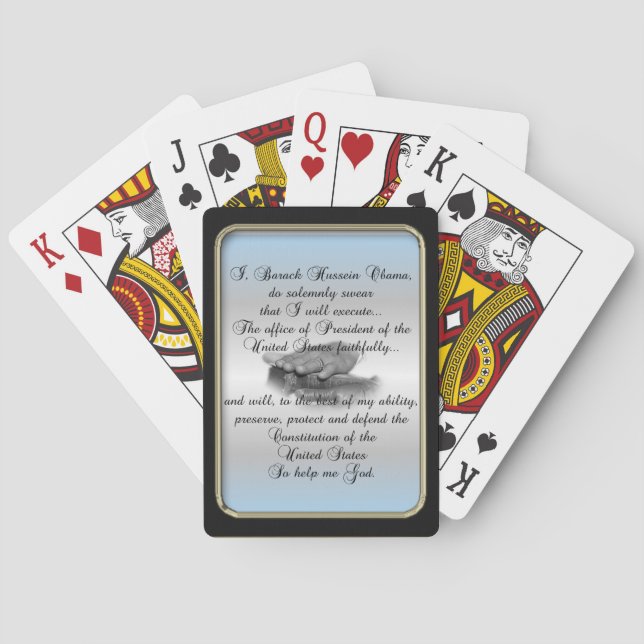 Obama Presidential Oath Black Frame Play Poker Cards (Back)