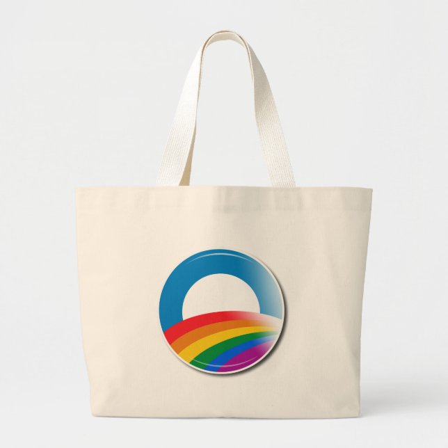 Obama Pride Button Large Tote Bag (Front)