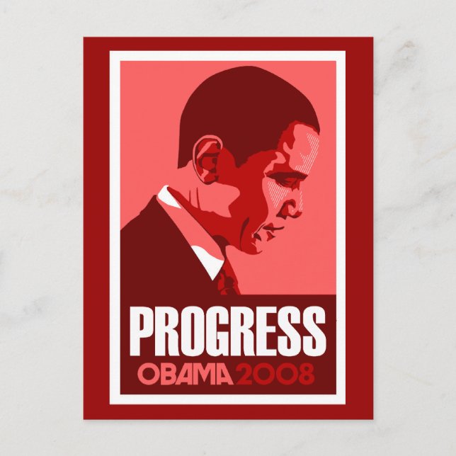 Obama - Progress Dark Red Postcard (Front)