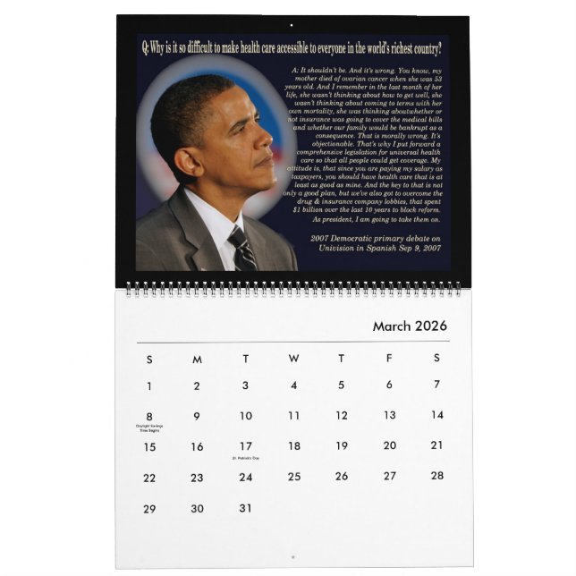 Obama Quotes 2016 Calendar (Mar 2026)