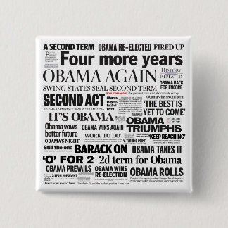 Obama Re-Elected Headline Collage Button