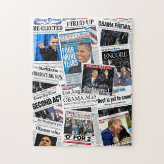 Obama Re-Elected Newspaper Collage Puzzle