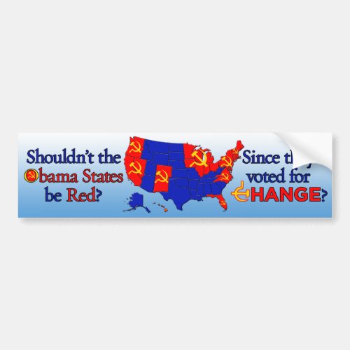 Obama _ Red States Reverse Elec Map Bumper Sticker
