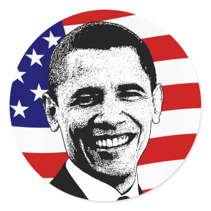 Obama Red White & Blue American Flag Stickers