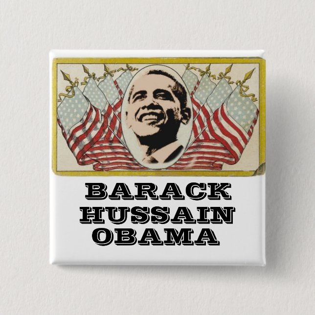Obama Retro Flag Square Button (Front)