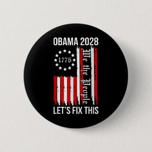 Obama Retro Patriotic 2028 Political Protest Rally Button