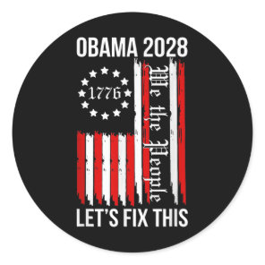 Obama Retro Patriotic 2028 Political Protest Rally Classic Round Sticker