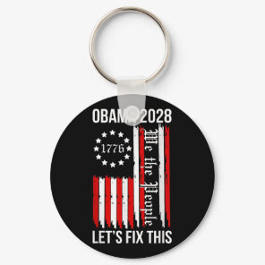 Obama Retro Patriotic 2028 Political Protest Rally Keychain