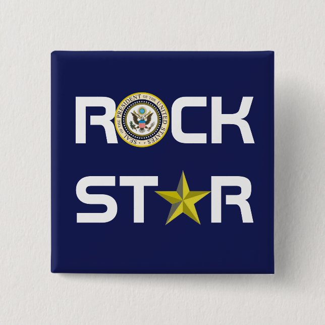 Obama - Rock Star Pinback Button (Front)