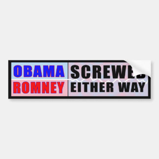Obama Romney - Screwed Either Way bumper sticker. Bumper Sticker