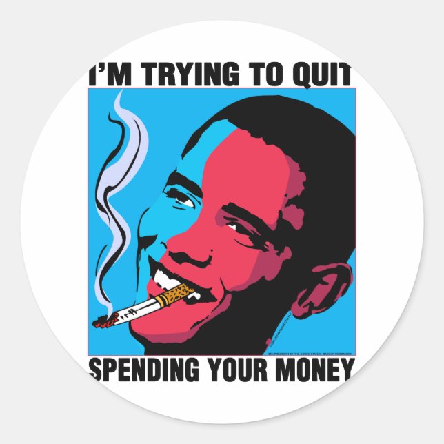 Obama Says: I'm Trying To Quit Classic Round Sticker (Front)